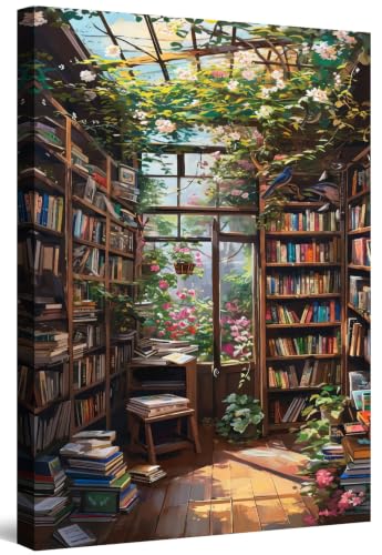 Peinture diamant bibliothèque avec cadre 5D 30x40 cm Kit créatif 77iiAii