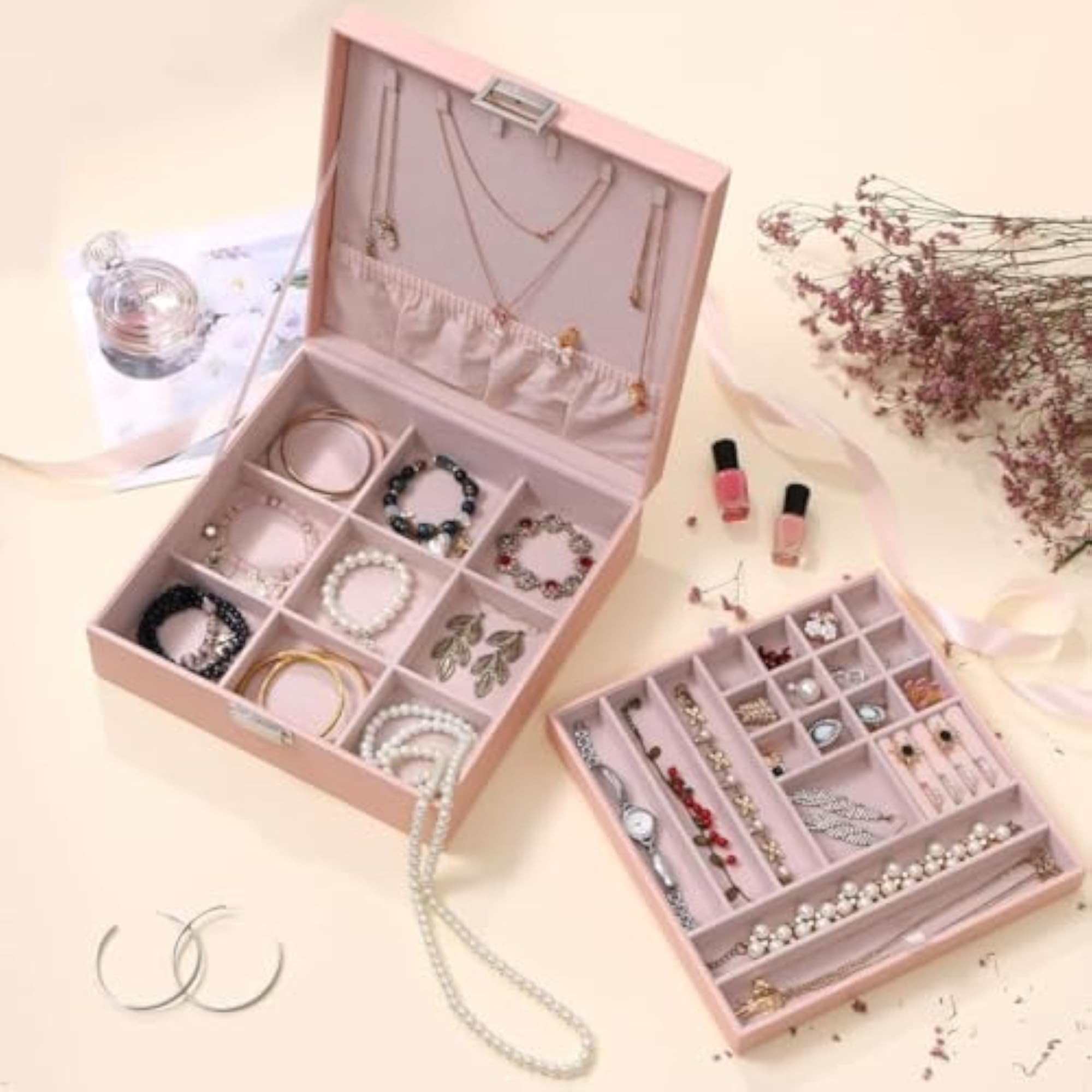 Portable Jewellery Organizer Box with Necklace Hook