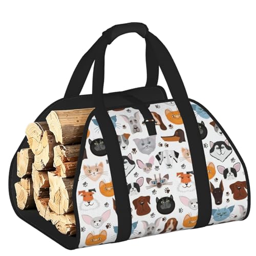 Sac de transport en toile pour bois de chauffage idéal pour les soirées au coin du feu