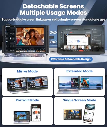 Image of 15.6 inch Detachable Laptop Screen Extender, Ultra-Light Portable Monitor, FHD 1080P Dual Monitor for 14 inch-17.3 inch Laptops, Plug & Play Travel Monitor, Compatible with Windows, Mac, ChromeOS, PS5