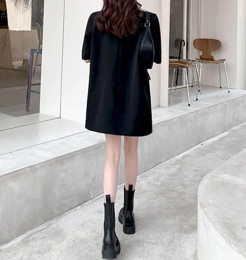 Women Oversized Mid-Length Short Sleeve Blazer Loose Thin Casual Design Suit Coat4