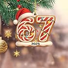 67 Meme Christmas Ornaments, Funny 67 Xmas Ornament Decor, 6 7 Meme Santa Ornaments for Christmas Tree & Birthday Decorations for Humorist Gifts (A)