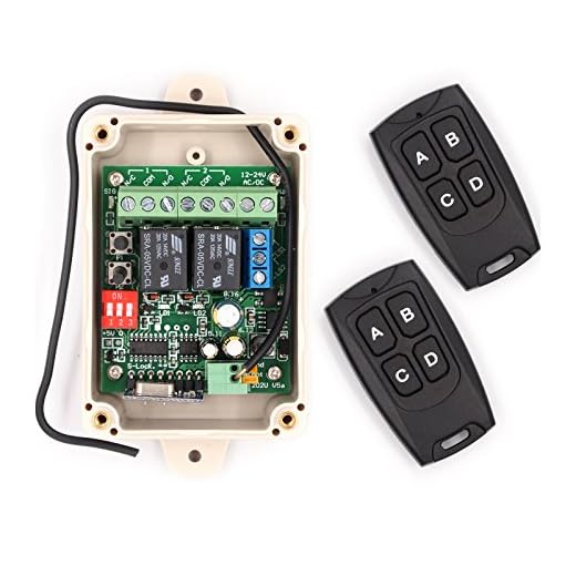 Solidremote 12V - 24V Secure Wireless RF Remote Control Relay Switch Universal 2-Channel 433MHz Receiver with 2 FCC ID Transmitters for Garage Door Openers, Cars, LED Lights & More (KIT-1)