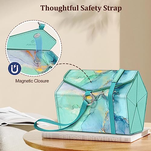 Image of Fintie Sunglasses Organizer Travel Case, 5 Slot Foldable Eyeglasses Holder Box Eyewear Storage, Emerald Marble
