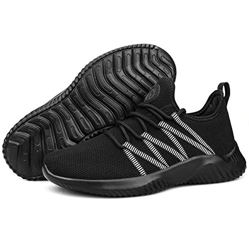 Image of Feethit Womens Slip On Running Shoes Non Slip Walking Shoes Lightweight Gym Workout Shoes Breathable Fashion Sneakers Black Size 7