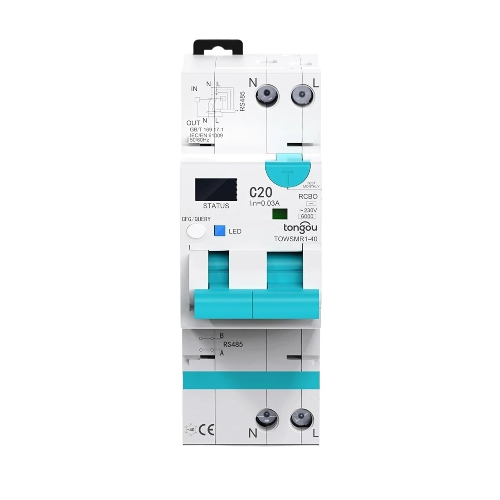 Interruttore automatico differenziale intelligente regolabile LED WIFI con protezione da sovracorrente e perdite (Size : 20A-40A)