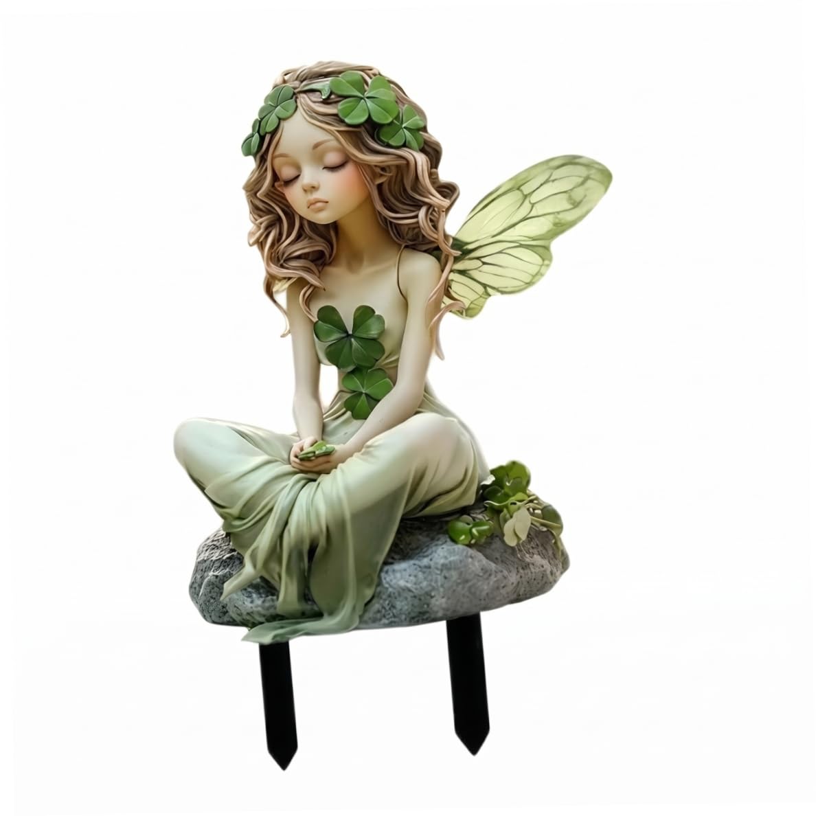 Neptuiby Fairy Garden Stakes, Acrylic Outdoor Fairy Decor Lifelike 2D Garden Statue, Green, 6in Tall