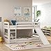 MWKL La más Nueva litera con Dos Camas Individuales, literas para niños, litera Baja con Escalera y tobogán, litera de Madera para niños, Color Blanco