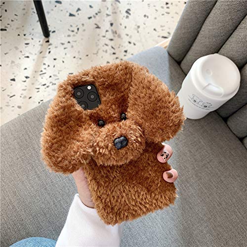 UnnFiko Schutzhülle für iPhone 13 Mini, supersüßer Teddyhund, flauschig, warm, Plüsch, weiche TPU-Winterhülle, Schutzhülle (Teddy Brown, iPhone 13 Mini)