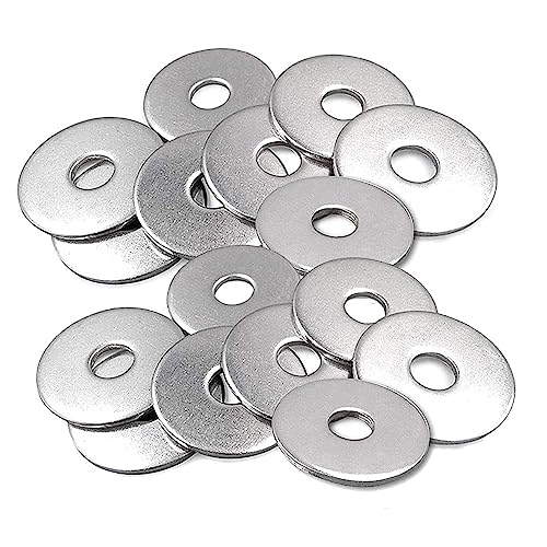 M5 Washers 50pcs M5 X 15mm Flat Penny Washers Stainless Steel Large OD Flat Repair Washer Plain Round Chrome for Screws & Bolts