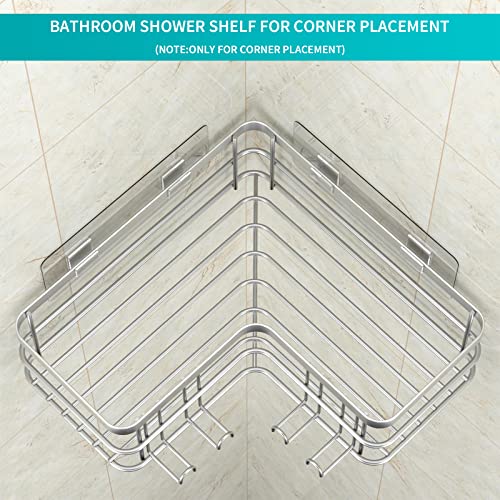 Yazoni Corner Shower Caddy, Adhesive Shower Organizer Corner, Bathroom Shelves Shampoo Holder with Hooks, Rust-proof Stainless Steel (Silver) - Cosy Home Interiors Yazoni Corner Shower Caddy, Adhesive Shower Organizer Corner, Bathroom Shelves Shampoo Holder with Hooks, Rust-proof Stainless Steel (Silver) - Image 6