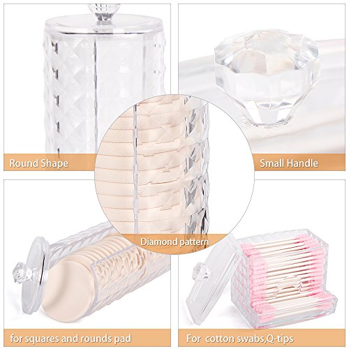 Cotton Pad Holder & Swab Storage Dispenser for Cotton Swabs, Make Up Pads, Great Container to Cotton Balls, Q-Tips & all Cosmetic Storage, Nice on Bathroom/Vanity Counter, Dressing Table(Pack of 2)