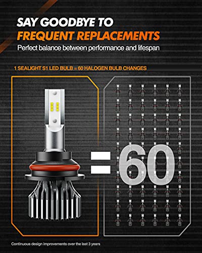 SEALIGHT 9007 HB5 Led Bulbs, 600% Super Brighter Dual Beam Led Bulb 6000K White, Quick Installation Halogen Replacement, Packs of 2