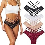 Anna & Eric Sexy Thongs V-Back Criss Cross Panties G-String Strappy Lace Panties T-Back Underwear,2W