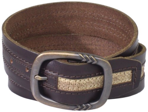 John Varvatos Men's 39mm Centerbar Buckle On A Strap with Canvas Inlay
