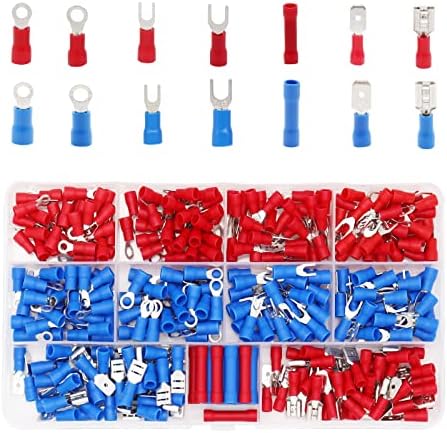 Electrical Connectors, 330pcs Insulated Wire Terminals Lug Set Crimp Cable Connection Mixed Ring Spade Butt Quick Disconnect Assortment Kit for Home, Automotive, Workshop Wiring and More