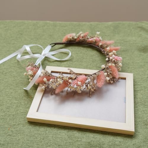 Corona de flores secas para boda estilo boho miniatura 4