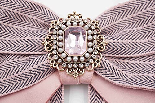 Bow Brooches For Women Fashion Pre-Tied Neck Tie Ribbon Brooch Pins Bow Tie Jabot Collar Christmas Gifts For Women(Sr156 Weave Pink) #TOP7