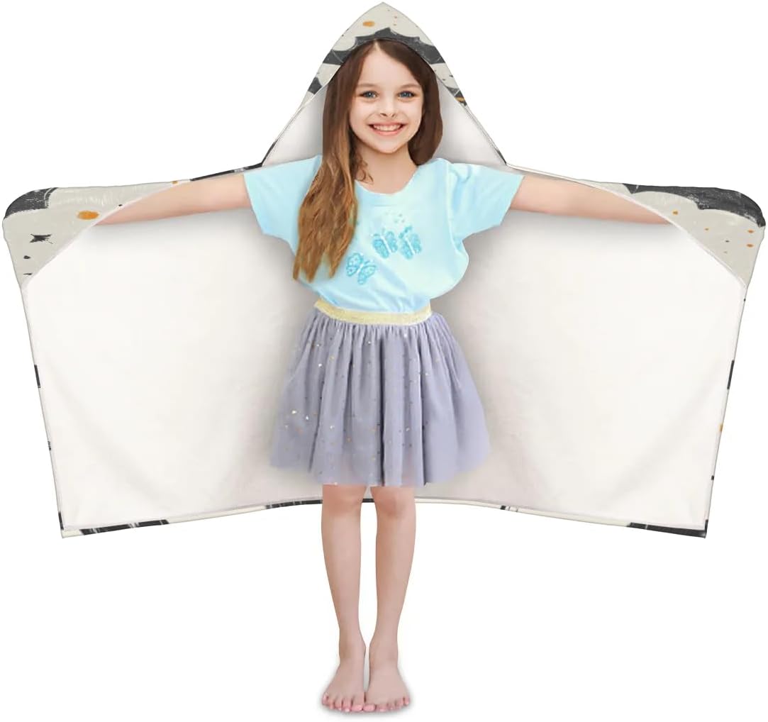 Flying Bat Kids Bath Towel Beach Towel with Hood Pool Cover Up for Girls Boys Soft Absorbent Hooded Bath Towel Toddler Towels for Beach, Pool