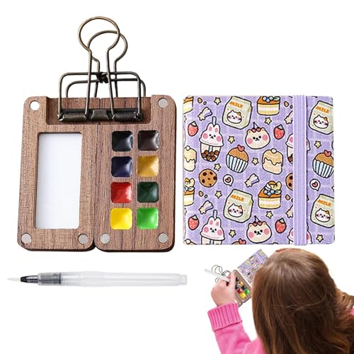 Juego de acuarelas de viaje, juego de acuarela | Juego de acuarela compacto y pequeño, juego de pintura de acuarela, accesorios creativos de viaje, juego de acuarelas para pintores, artistas