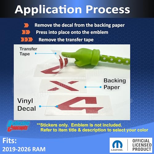 Image of Reflective Concepts 4x4 Emblem Overlay Decal Sticker -Fits: 2019-2026 Ram, NOT for Classic - (Color: Bright Yellow)