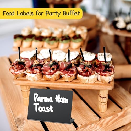 pigpotparty 12 pcs food labels for party buffet wcleaning spray 434x334 mini chalkboard signs for food display table place cards - name tags- small chalk board signs w 2 markers