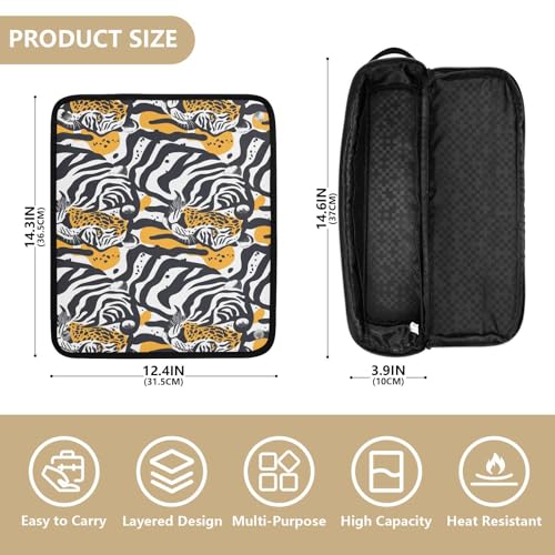 Bolsa de viaje Art Wild Marble para herramientas de cabello, resistente al calor, con tapete para planchas, rizadores y accesorios para cuidado del cabello, organizador portátil miniatura 4