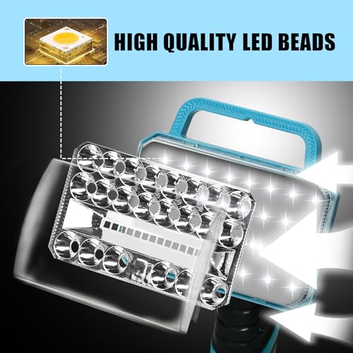 Image of Cordless LED Work Light, 2000LM Portable Handheld Flashlights Tool with USB Port and 3 Brightness Modes for Camping, Fishing, Job Site, Indoor & Outdoor Use