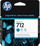 HP 712 Cyan 29-ml Genuine Ink Cartridge (3ED67A) for DesignJet T650, T630, T230, T210 & Studio...
