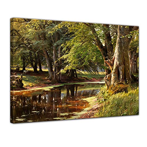 Tableau sur toile paysage forestier Mönsted 80 x 60 cm pour salon