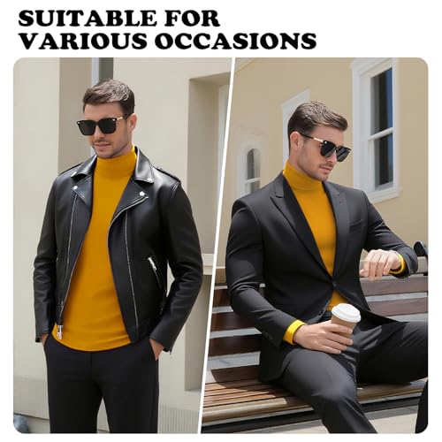 Image of Men's Turtleneck Casual Basic High Neck Long Sleeve T Shirts Half Neck Lightweight Pullover Sweater