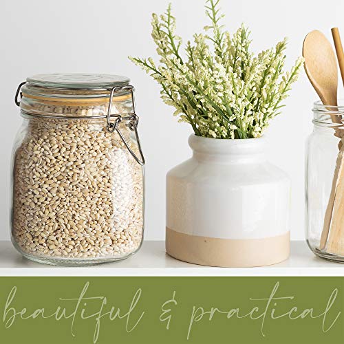 Image of Glass Jar with Airtight Lid Leak Proof Rubber Gasket (33 oz) | Food Storage Jar, Wide Mouth, Leak Proof Kitchen Canister