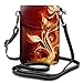 Produktbild Handy Geldbörse Crossbody Feuerblumen 3D Frauen Pu Leder Mode Handtasche mit verstellbarem Riemen