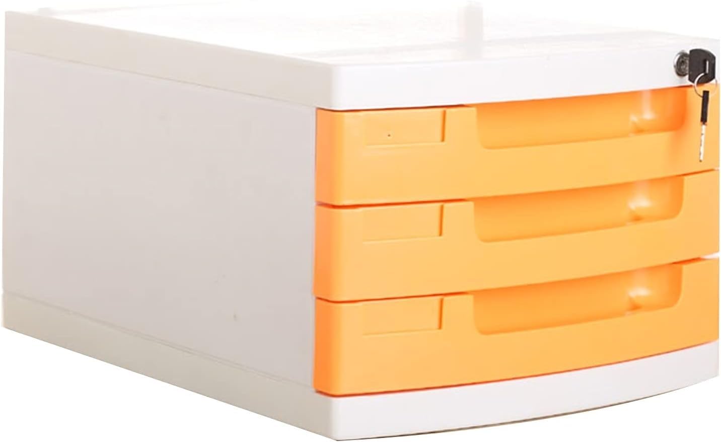 noxozoqm Plastic Storage Drawers Desk Storage Unit Organizer Lockable File Cabinet A4 Box For Office(Color:A,Size:3 drawers)