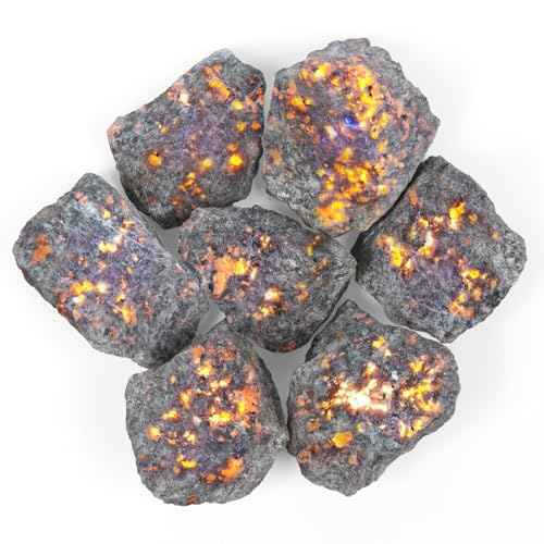 1.1lb Bulk Raw Yooperlite Rough Crystal-Natural Yooperlite Raw Stones Crystal for Tumbling, Cabbing, Fountain Rocks, Decoration, Polishing, Wire Wrapping, Wicca & Reiki Crystal Healing