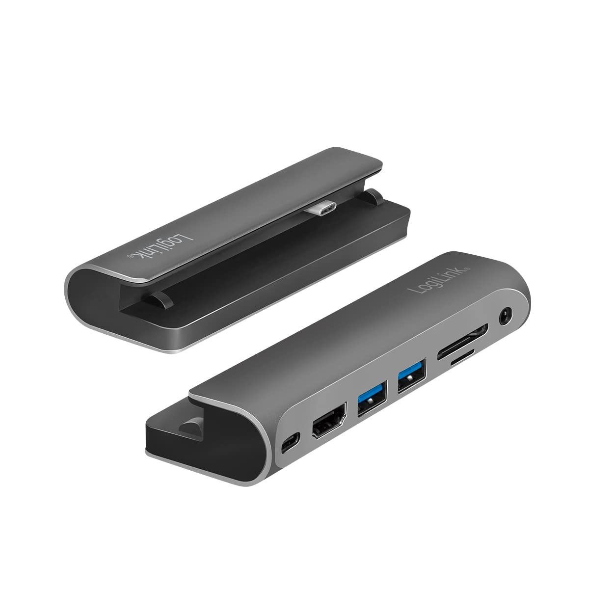 LogiLink UA0385 - USB 3.2 Gen 1 stacja dokująca do iPad Air, iPad mini i iPad Pro, 7 portów, USB-C PD, srebrna/czarna