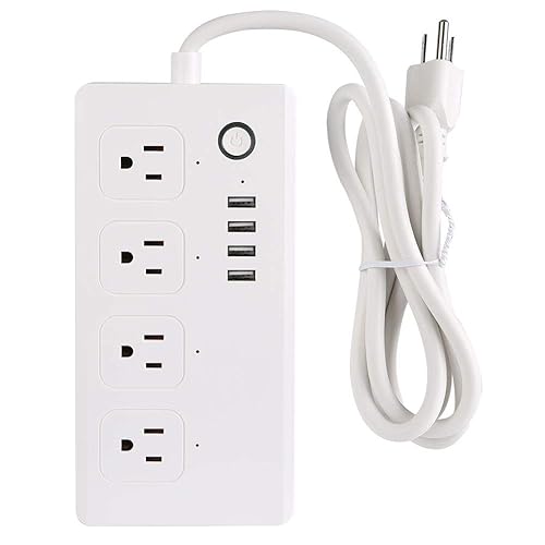 Enchufe inteligente de 120 V de EE. UU. compatible con Alexa y Home & IFTTT, regleta de alimentación con 4 USB compatible con aplicación de control