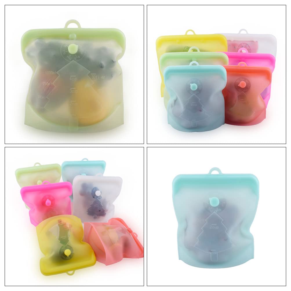 Alipis Sacchetti Per Congelatore Per Alimenti Riutilizzabili in Silicone Per Frutta E Verdura Sacchetti Salvafreschezza Casuali
