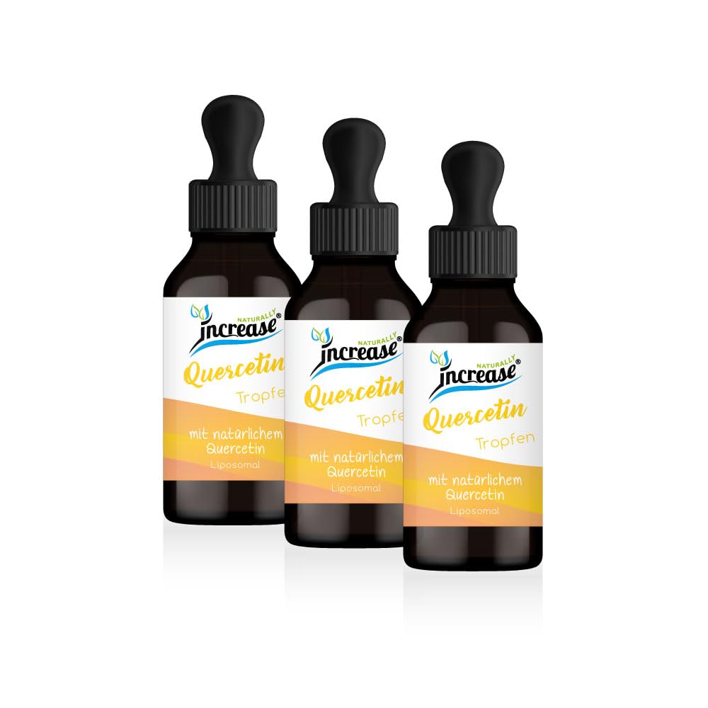 Nimm 3, zahl 2 Aktion Liposomale Quercetin Tropfen hochdosiert - (180.000mg in 3 Flaschen) 2000mg Quercetin pro Tagesdosis - MCT Öl - Hohe Bioverfügbarkeit