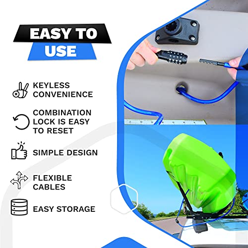 Dockslocks Anti-Theft Weatherproof Straight Security Cable With Resettable Combination Lock For Kayaks, Bicycles, Paddleboards, Equipment And More 5Ft #TOP4