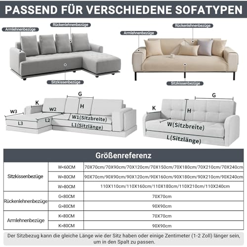 CJJZFO Sofa Überzug Weiche Chenille Sofabezug: Hund Katze Sofaschoner Anti Rutsch Vintage Couch Überzug für U Form L Form Sektionssofa für 1 2 3 4 Sitzer Sofa (Beige, 90 * 210cm)