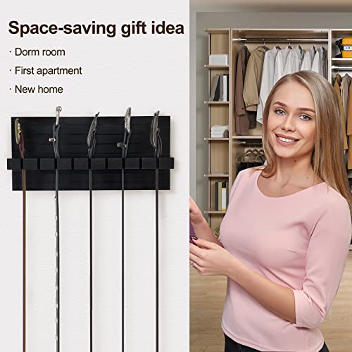 Ugzoo Belt Organizer For Closet, Belt Hanger Wall Mounts To Hold 9 Belts Without Slipping, Space Saving Belt Rack For Closet Organization Includes Mounting Hardware (11.8” X 5.5” X 2.5”) (Black) #TOP5