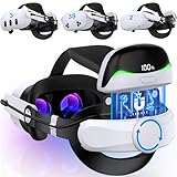 Elekasumi Meta Quest 3/Quest 3S/Quest 2用バッテリーヘッドストラップ 7500mah磁気バッテリー交換 LEDデジタルディスプレイ ダブルノブ調整式 快適なVRヘッドセットストラップ交換アクセサリー 軽量快適フィット TPUソフトバックパッド メタクエスト3/3s/2用バランスストラップ