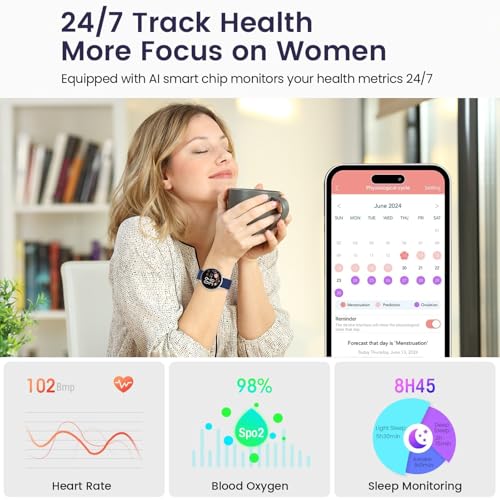 Blintok Smart Watch for Men Women Fitness Tracker with 100+ Sport Modes,Activity Trackers for iOS/Android Waterproof/Heart Rate/Sleep/Steps Monitor/Pedometer Monitor Monitor (Silver+Blue) by Blintok - Image 2