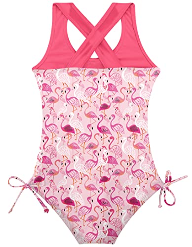 Image of BFUSTYLE Girls One Piece Swimsuit Cute Striped Bathing Suit Hawaii Swimwear 6-17 Years