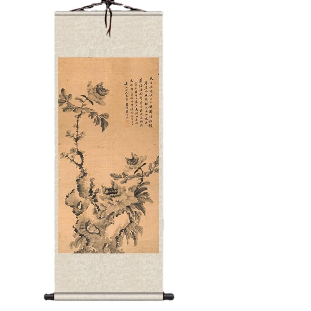 KEXYOAN Flower Bird Painting Silk Scroll Living Room Home Decoration