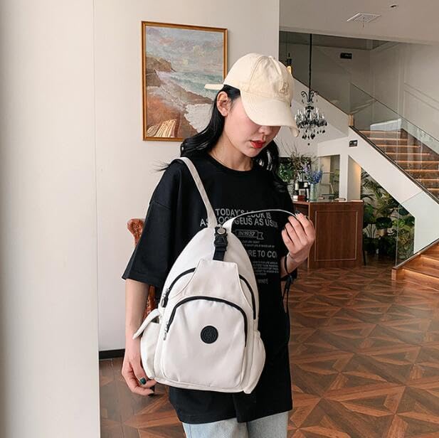 Minimalist Sling Backpack, Casual Crossbody Daypack with Multiple Pockets, Adjustable Shoulder Strap (White)2