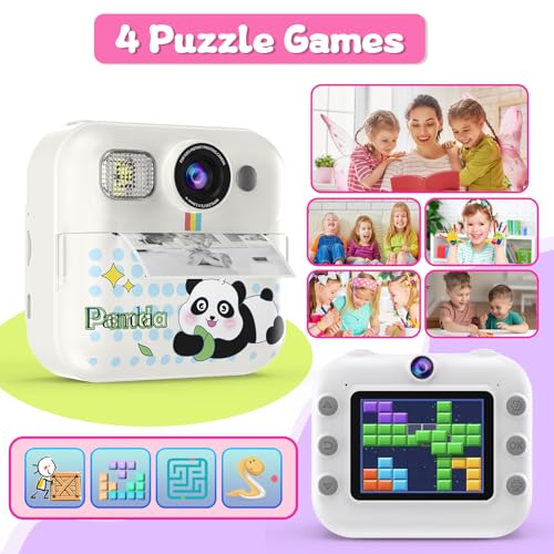 Kids Camera Instant Print, Christmas Birthday Gifts for Girls Age 3-10, Toy for 3 4 5 6 7 8 9 10 Year Old Girls with 3 Roller Photo Paper (White) by BOFIDAR - Image 4
