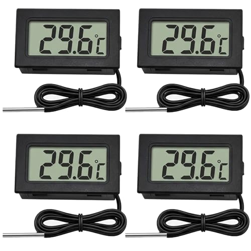 Thermomètre Numérique LCD avec Sonde Externe, Mini Digital Thermomètre pour Hygrometre Terrarium Réfrigérateur Congélateur Aquarium Reptile Vitrine...