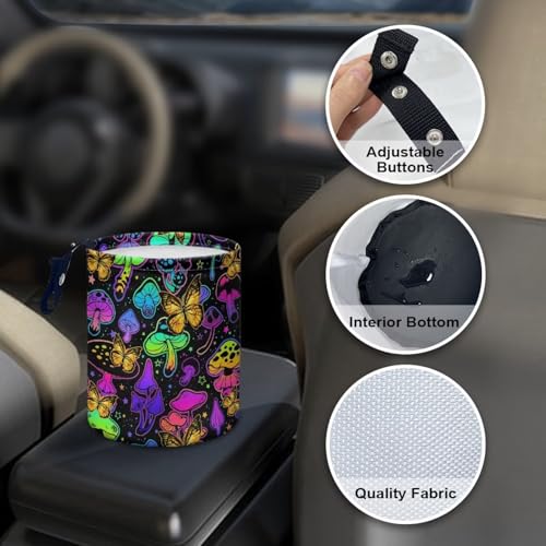 Image of Funny Colorful MushroomTrash Bag, Car Trash Can - Cute, Portable, Collapsible for Back Seat, Floor, or Hanging Headrest Waste Basket - Car Garbage Accessory